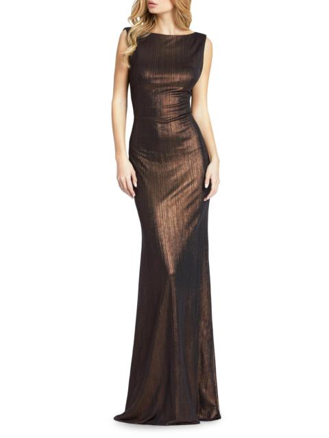 MAC DUGGAL Women's Metallic Cowlneck Mermaid Gown - Espresso