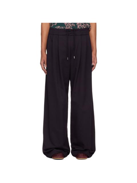 Dries Van Noten Navy Pleated Sweatpants