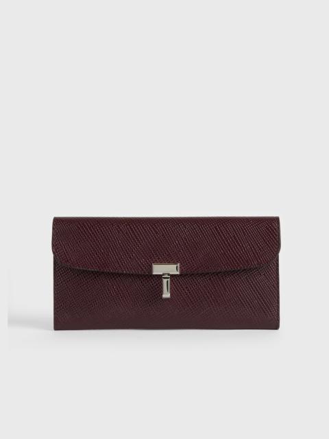 TOTEME T-lock palmellato-patent wallet cherry