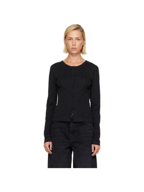 GANNI Black Pointelle Cardigan