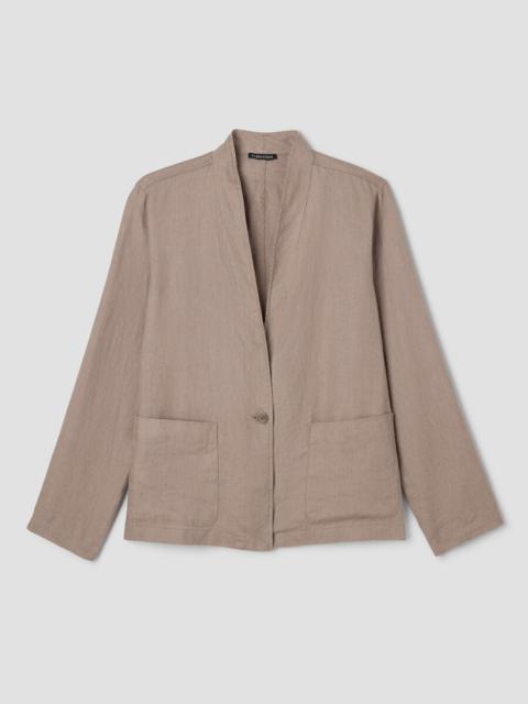 EILEEN FISHER Organic Linen High Collar Jacket