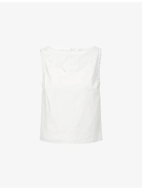 Reformation Fiorella Embroidered Cotton Top