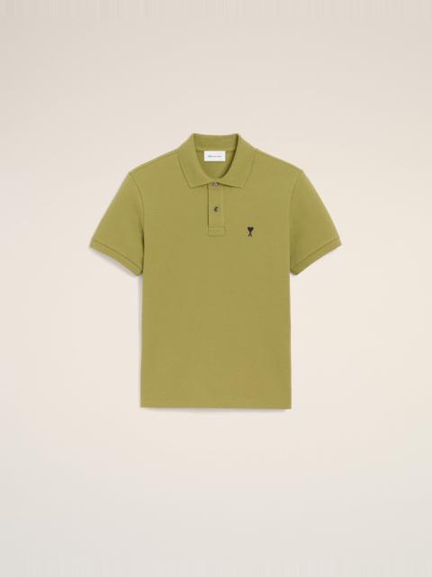 AMI Paris GREEN COTTON SHORT SLEEVES AMI DE COEUR POLO SHIRT