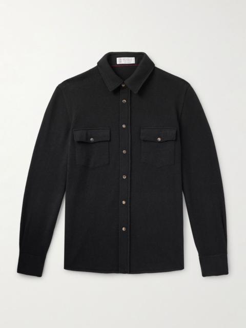 Brunello Cucinelli Slim-Fit Virgin Wool, Cashmere and Silk-Blend Shirt Black