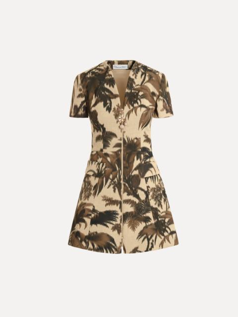 Oscar de la Renta CHINÉ PALM LEAVES TWEED DRESS