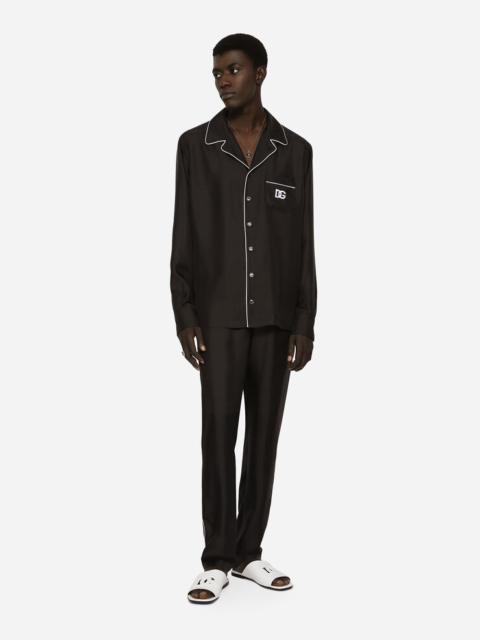 Dolce & Gabbana Silk jogging pants with DG embroidered patch