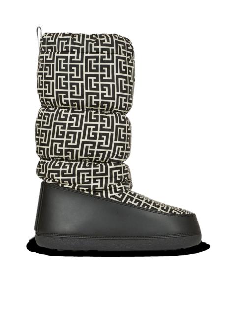 Balmain Capsule After ski - Quilted nylon après-ski boots with Balmain monogram pattern