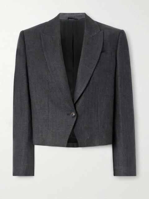 Brunello Cucinelli Cropped Herringbone Linen Blazer