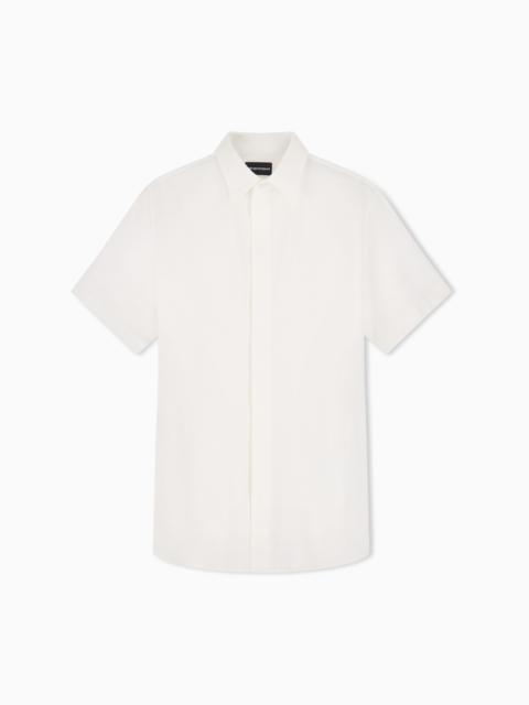 EMPORIO ARMANI SHORT-SLEEVED, GARMENT-DYED JERSEY SHIRT