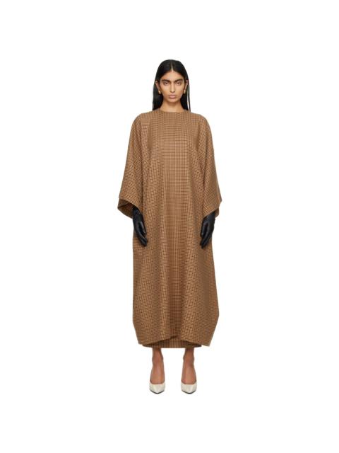 MARIE ADAM-LEENAERDT Brown Houndstooth Maxi Dress