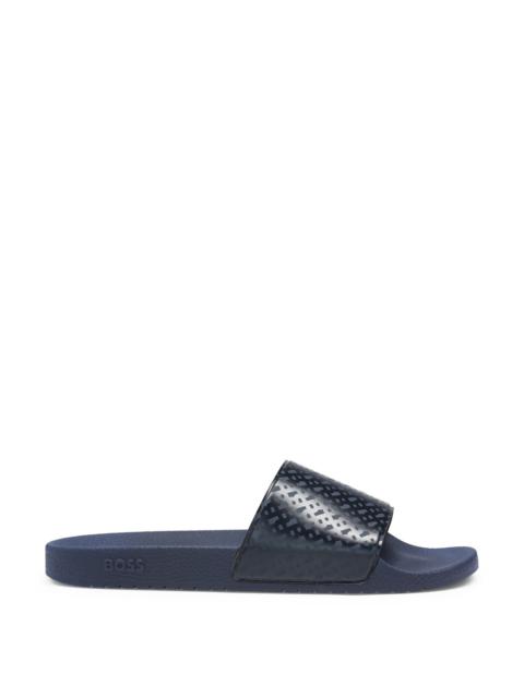 BOSS ITALIAN-MADE SLIDES WITH MONOGRAM STRAP