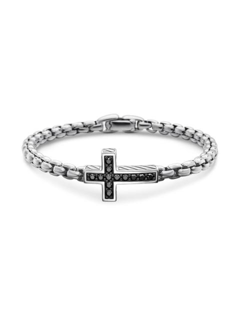 DAVID YURMAN Men's Pavé Cross Bracelet with Black Diamonds - Black