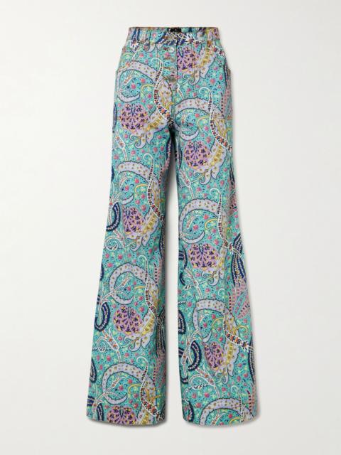 Etro Paisley-print high-rise wide-leg jeans Light blue