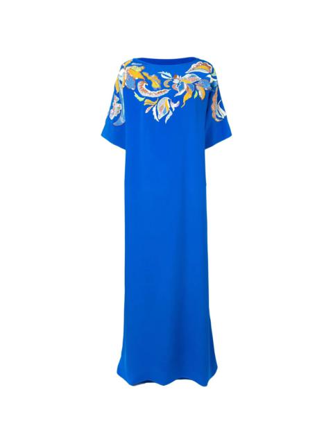 PUCCI 꽃 자수 실크 Kaftan 옷 입은