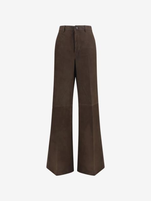 Rick Owens wide-leg panelled suede trousers