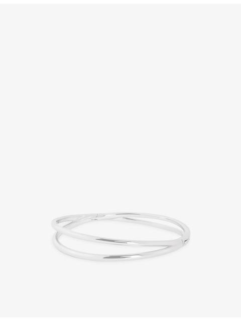 ASTRID & MIYU Illusion Twist Rhodium-Plated Brass Bangle