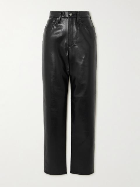 AGOLDE 90s Pinch Waist Long Recycled Leather-blend Straight-leg Pants