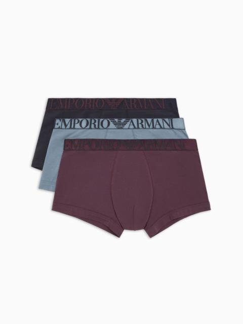 EMPORIO ARMANI Three-pack of ASV shiny logoband organic-cotton boxer briefs