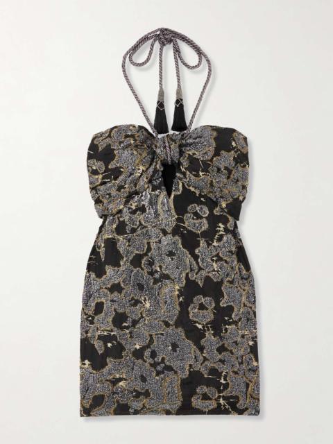 Johanna Ortiz + NET SUSTAIN Distinguished Avardians sequined silk-jacquard halterneck mini dress