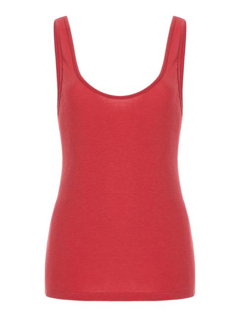 Another Tomorrow Slim Cotton-Blend Tank Top pink