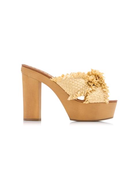 Dolce & Gabbana Woven Raffia Platform Sandals tan