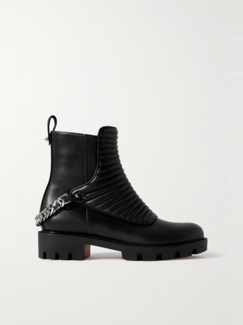Christian Louboutin Maddic Max chain-embellished quilted leather ankle boots