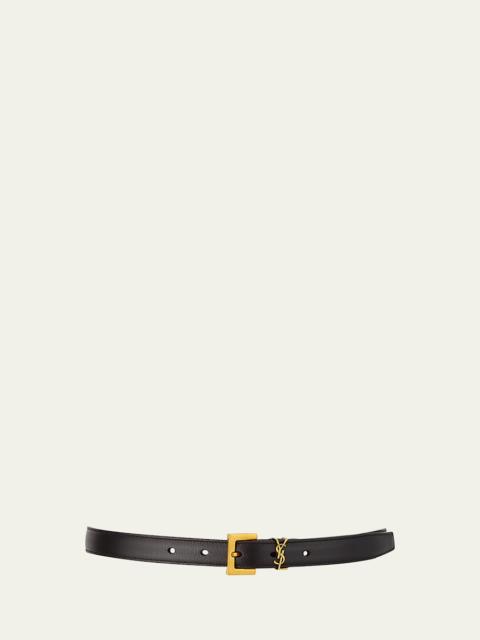 SAINT LAURENT YSL Monogram Leather Belt