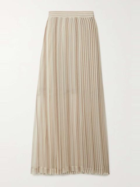 Striped silk-georgette wrap-effect maxi skirt