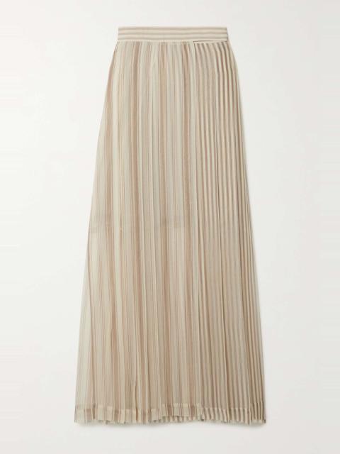 Brunello Cucinelli Striped silk-georgette wrap-effect maxi skirt