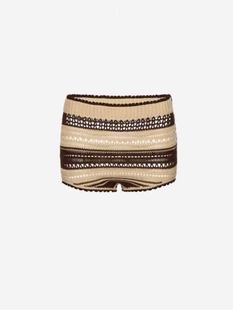 MAGDA BUTRYM Crochet shorts in cream and brown
