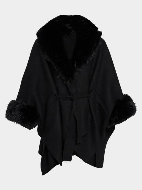 Alice + Olivia Joanne Faux-Fur Trim Wool Sweater Coat