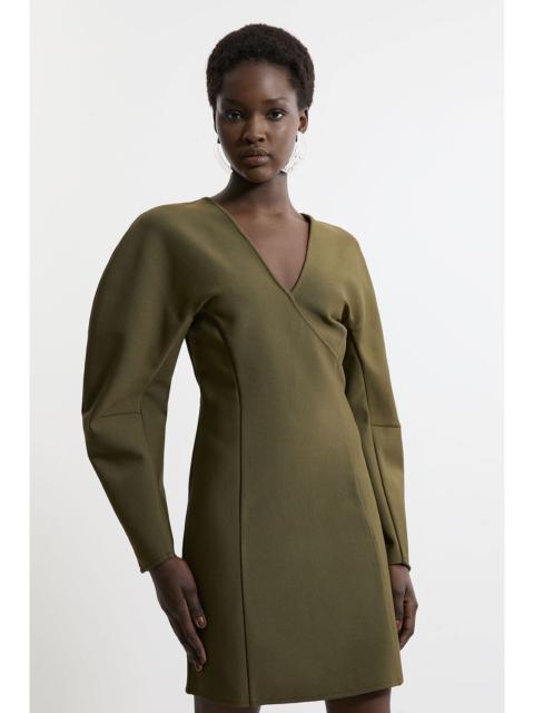 KAREN MILLEN Figure Form Bandage Knit Round Sleeve Mini Dress