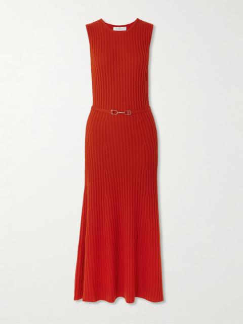 GABRIELA HEARST Meier Belted Ribbed Wool And Cashmere-blend Midi Dress
