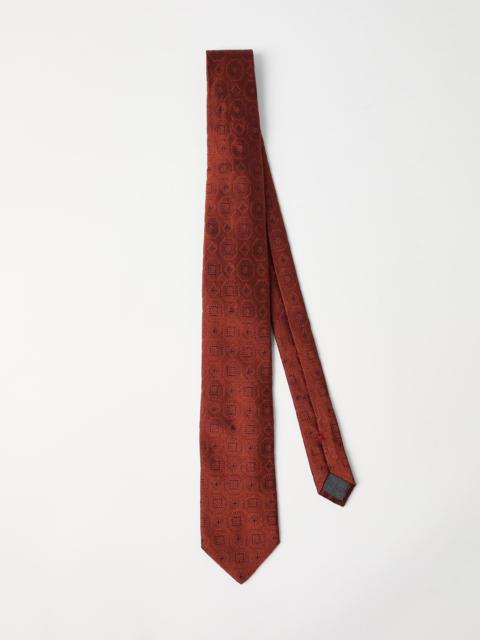 Brunello Cucinelli Silk tie with geometric pattern
