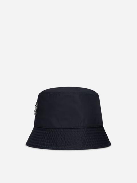 Dolce & Gabbana Nylon bucket hat with branded plate