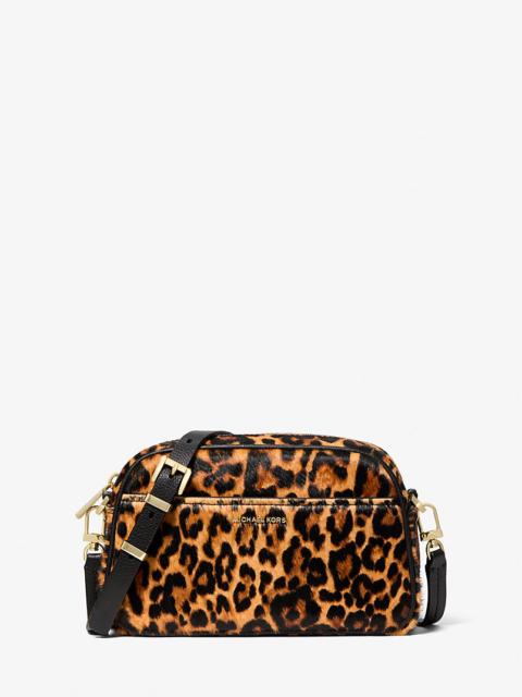 MICHAEL KORS Jet Set Small Leopard Print Calf Hair Camera Crossbody Bag