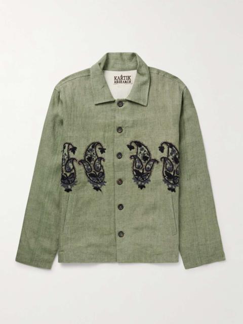 KARTIK RESEARCH Embellished Linen Overshirt