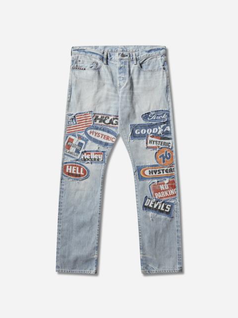 Hysteric Glamour Men's DPC Processed Slim Straight Denim Pants Light Indigo Blue