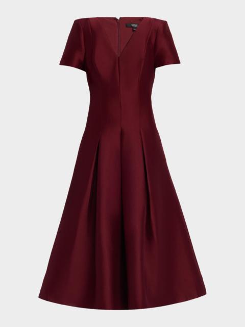 BADGLEY MISCHKA Pleated A-Line Midi Dress