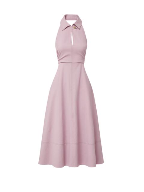 VERONICA BEARD MACKEY SEERSUCKER HALTER MIDI DRESS