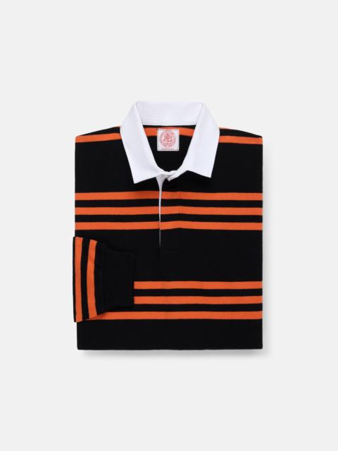 J. PRESS MADE-IN-USA BLACK & ORANGE TRIPLE STRIPE COTTON RUGBY