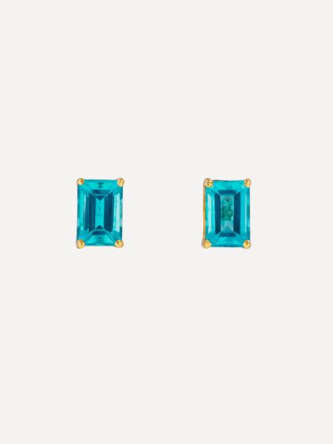 SUZANNE KALAN 14ct Gold Amalfi Emerald Cut Paraiba Stud Earrings