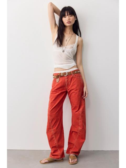 FREE PEOPLE We The Free Fable Washed Cord Low-Rise Twisted Bowed Jeans