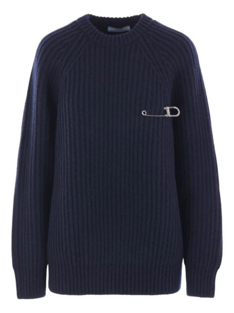 Prada Ribbed-Knit Safety-Pin Sweater Clothing