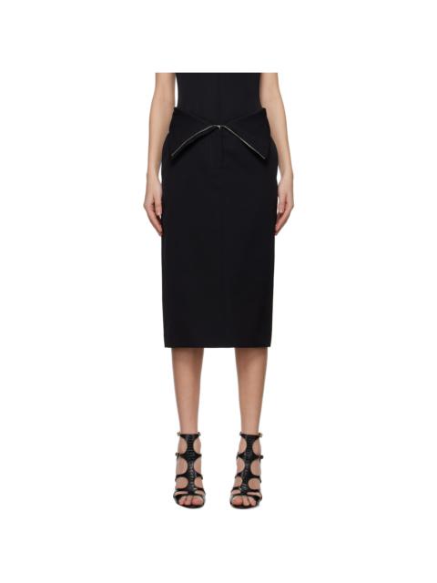 Alexander McQueen Black Split Hem Midi Skirt