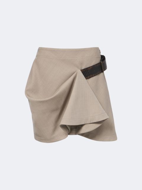 Bottega Veneta Intrecciato belted draped wool miniskirt