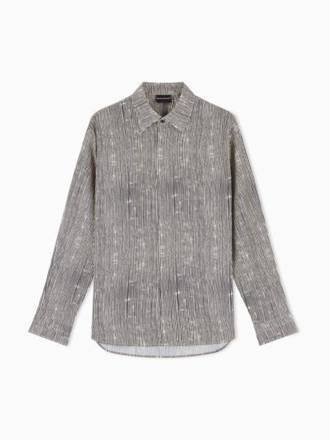 EMPORIO ARMANI COMFORT-FIT ALL-OVER PRINT LYOCELL-BLEND SHIRT