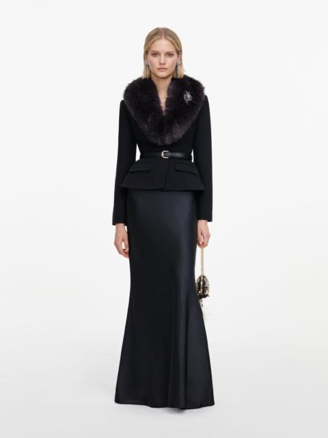 self-portrait Black Tailored Fur Collar Maxi Dress