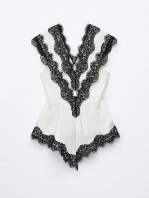 & Other Stories Lace-Trim V-Neck Top