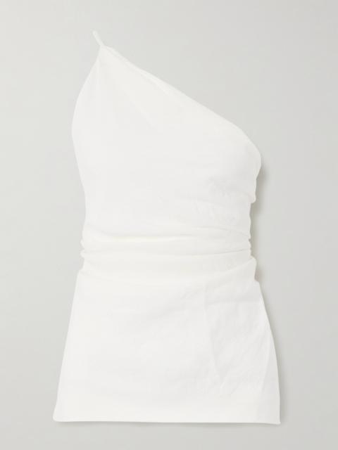 TOVE Petra One-shoulder Open-back Gathered Linen Top
